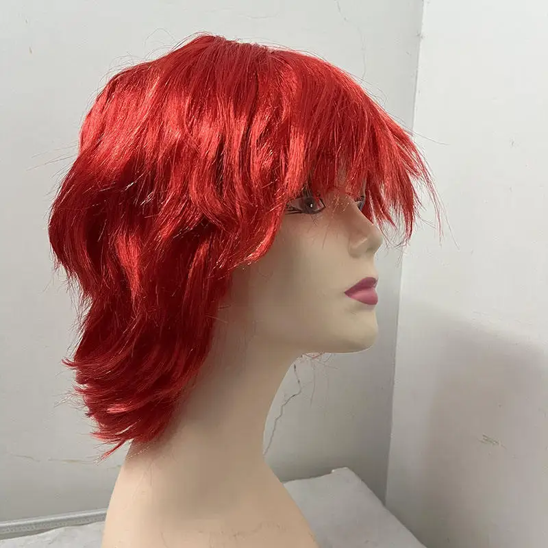 Wig Red pink Short Hair Cos Style Short Boys Wigs Cosplay Wigs For Men