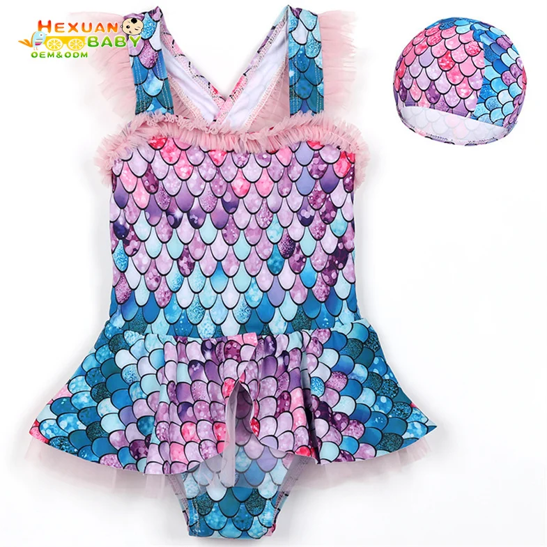 2024 New Kids Girl Swimwear Summer Cute Fish Scales Sleeveless Swim Suit Kid Mermaid Swimwear for Girls
