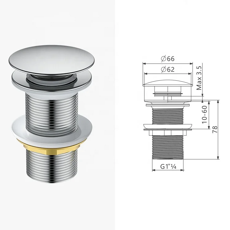 Brass Pop Up Drainer  Bathroom Basin Union Waste