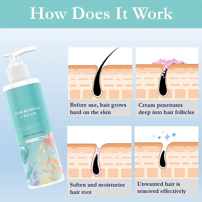 Customized Intimate Painless Under Arm facial hair remover cream for women