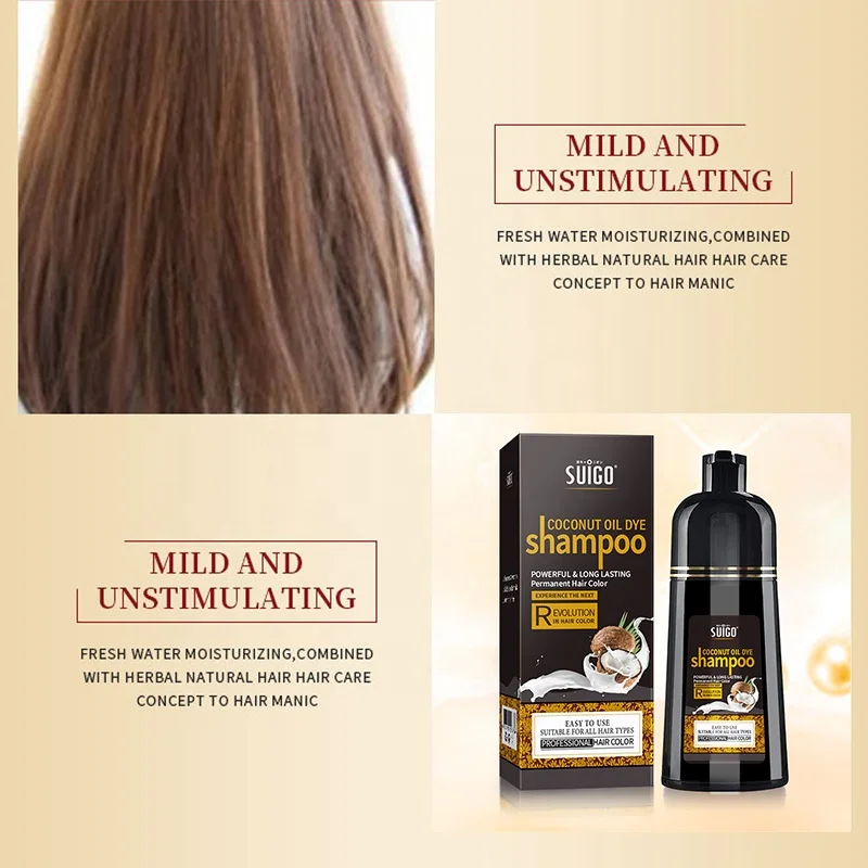 OCCA Personal Salon Use Covering Gray Permanent Treatment Nourishing Coconut Oil Natural Herbal Black Hair Color Dye Shampoo