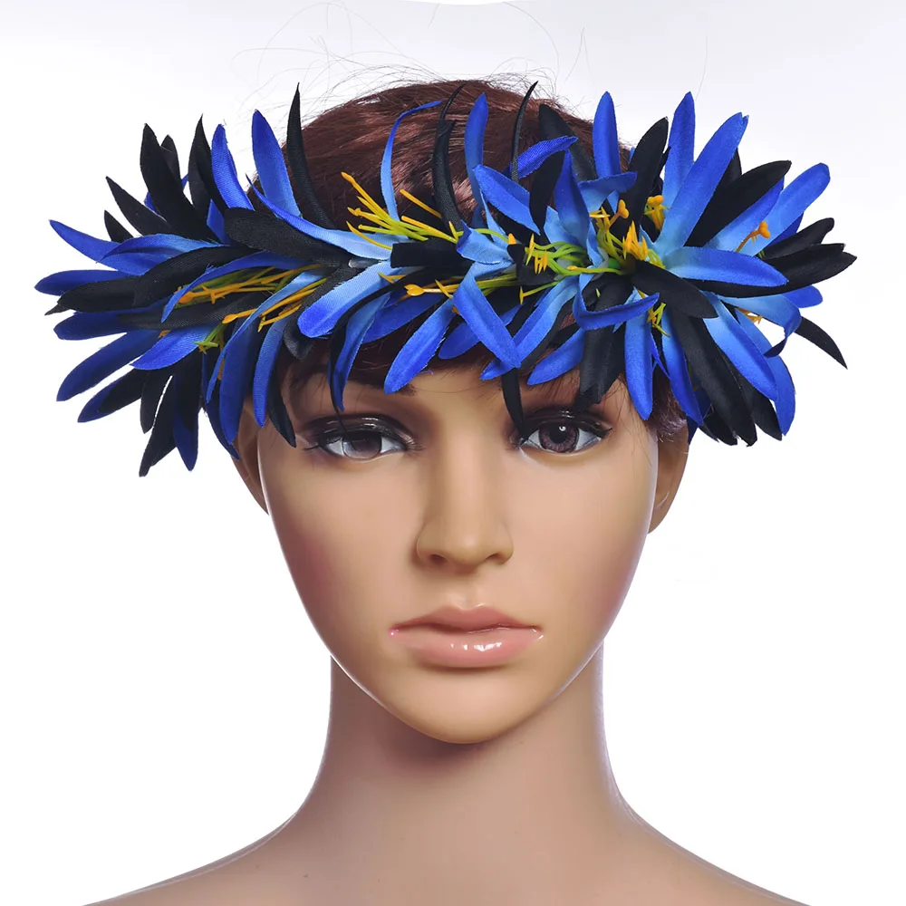 Factory Supplier HL0004B-12 5 Colors 50 CM Artificial Velvet Spider Lily Headband Tropical Flower Hawaii Decoration Accessories