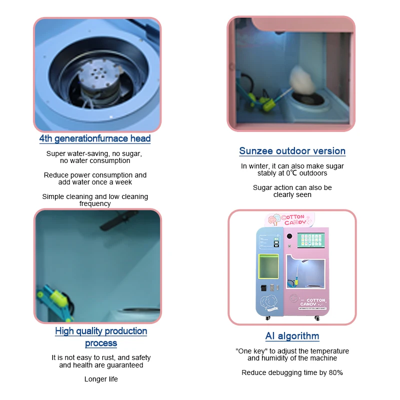 China Factory Direct Earn Money Commercial kids pink Automatic Cotton Floss Candy Vending Machine Robot For Sell party