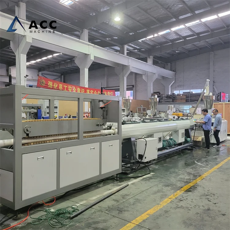CPVC PVC 4 inch to 8 inch plastic water/electrical pipe making extrusion machine line with R type pipe socket equipment