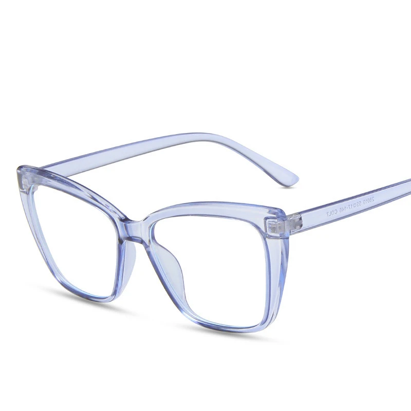 2023 new fashion glasses frame women blue light blocking glasses cat eye flat mirror European and American ins net red big frame