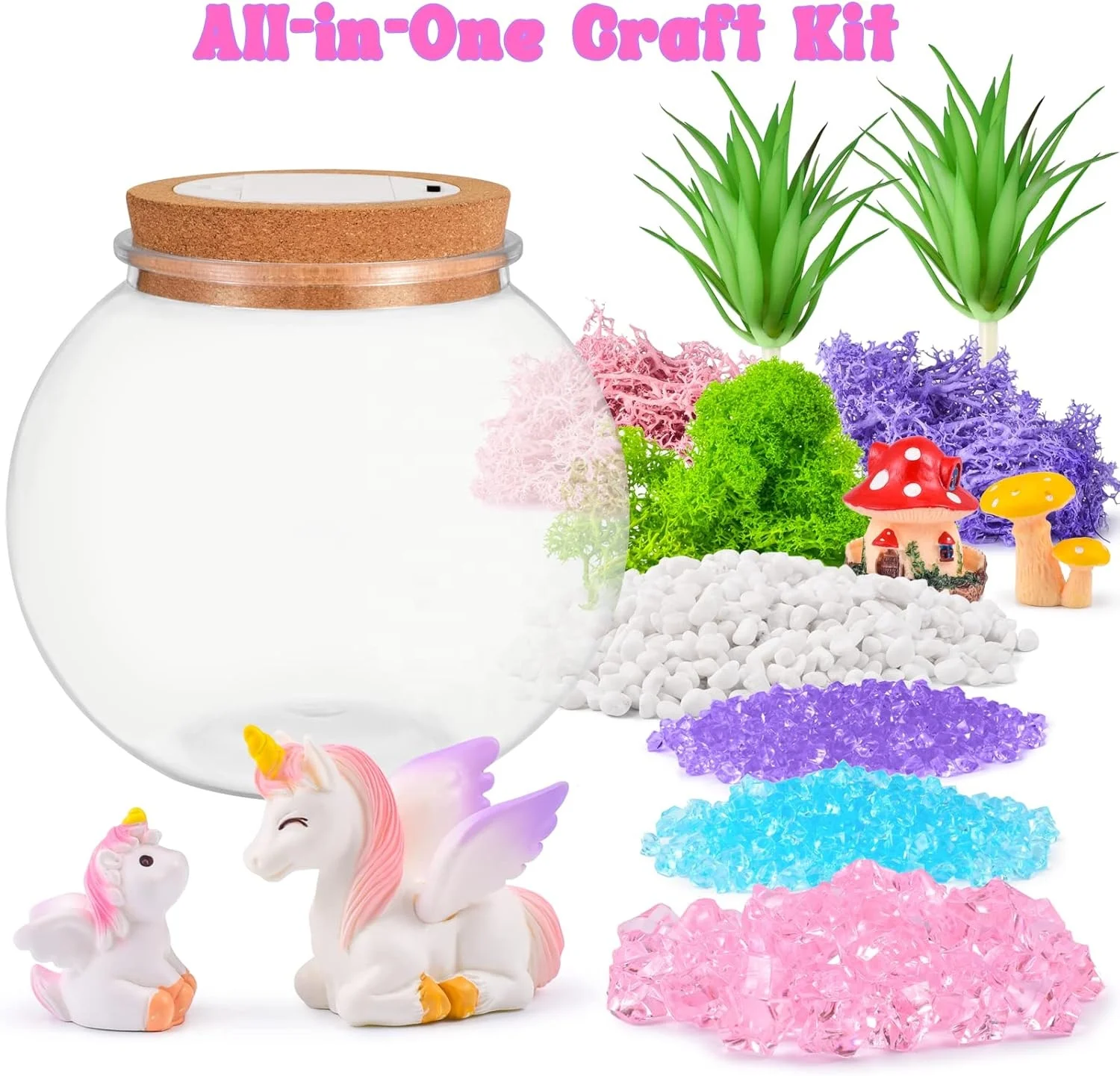 Unicorn Gifts for Girls - Light up Unicorn Terrarium Kit for Kids - DIY Unicorn Arts & Crafts Toy