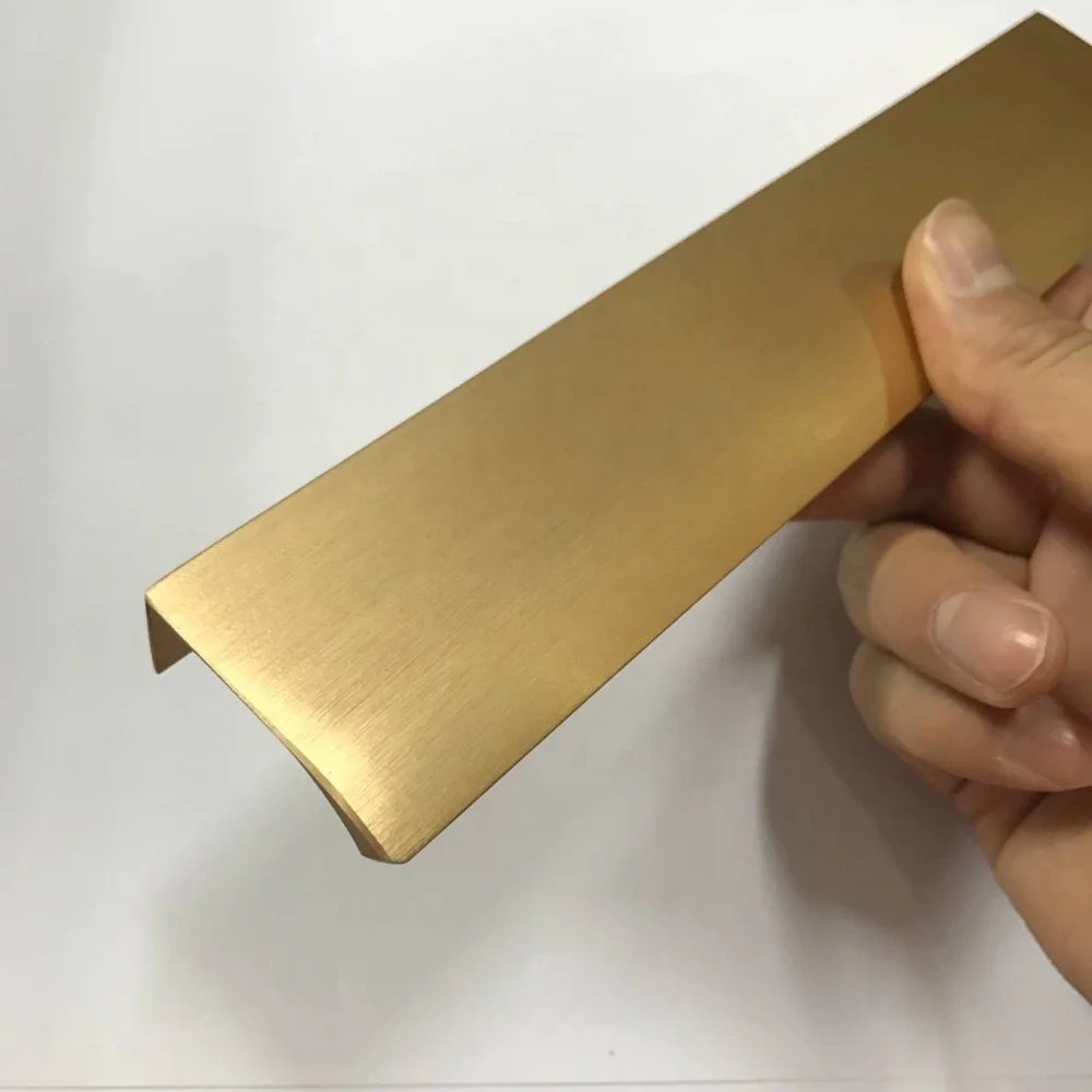 Modern Wardrobe Cabine Drawer Pulls Gold Hidden Aluminum Edge Handle