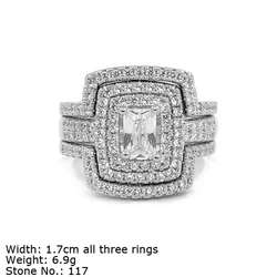 925 Sterling Silver Jewelry Stack Ring Set Engagement Wedding Rings Jewelry Women