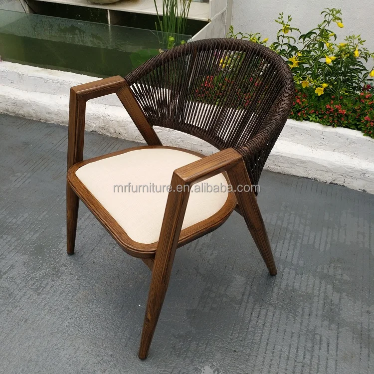 Hot Sales High Quality Aluminum Frame Outdoor Garden Chair French Style Restaurant Used Rope Armchair Dining Chair for Bistro