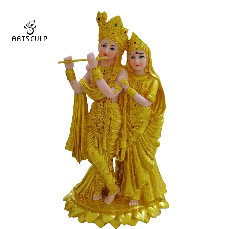 Hindu God Krishna Rohini Statue Gau Gopal Sculpture God Poly Resin Figure Decorated Krishna Bull