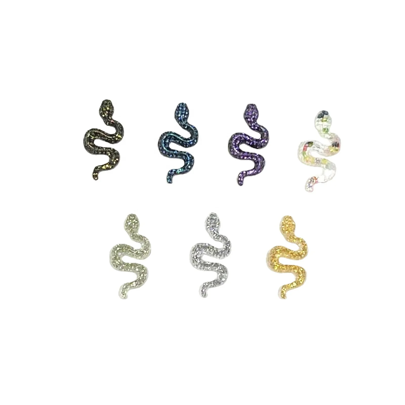 Paso Sico Hot Selling Simulation Halloween Resin Small Colorful Snake Punk Shiny DIY Nail Art Charms for Women Manicure Design