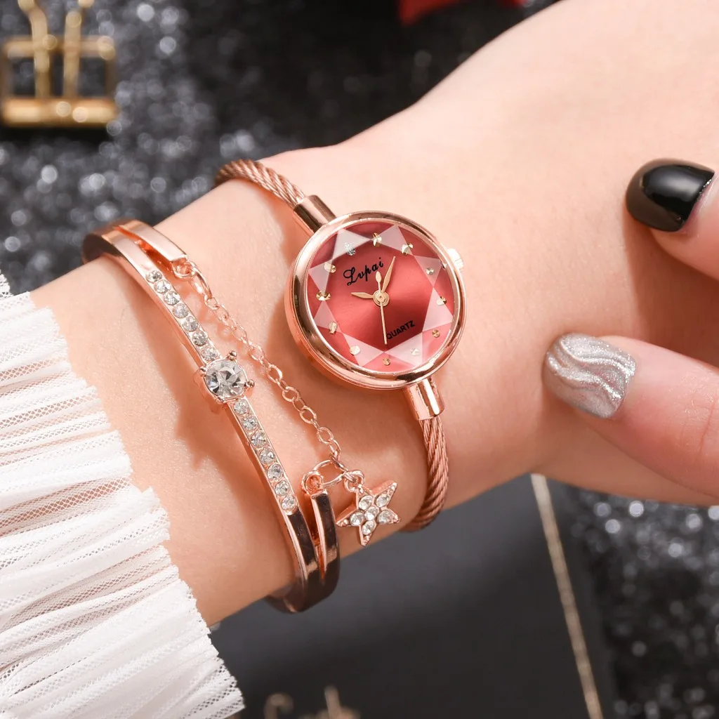 Women Watches Set Bracelet Wristwatches Fashion Ladies Quartz Watch Dress Female Clock Montre Femme
