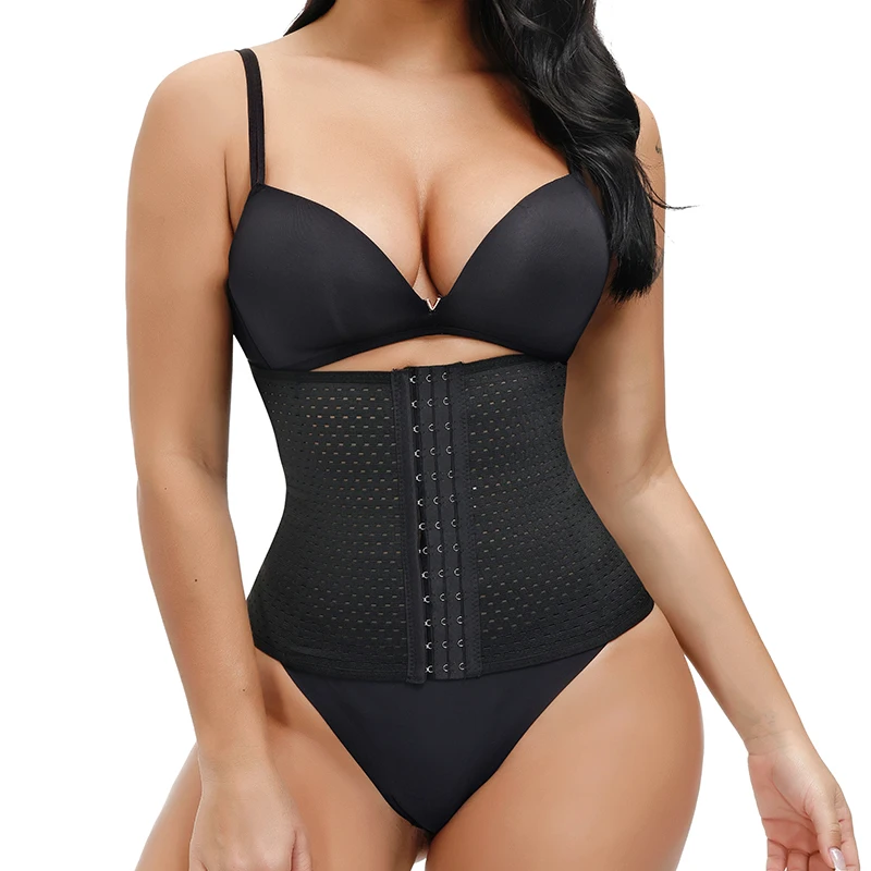YiYun 2021 Hot Sell Women Polyester Corset 3 Hooks 4 Steel Bone Breathable Plus Size Waist Trainer For Fat Women And Men