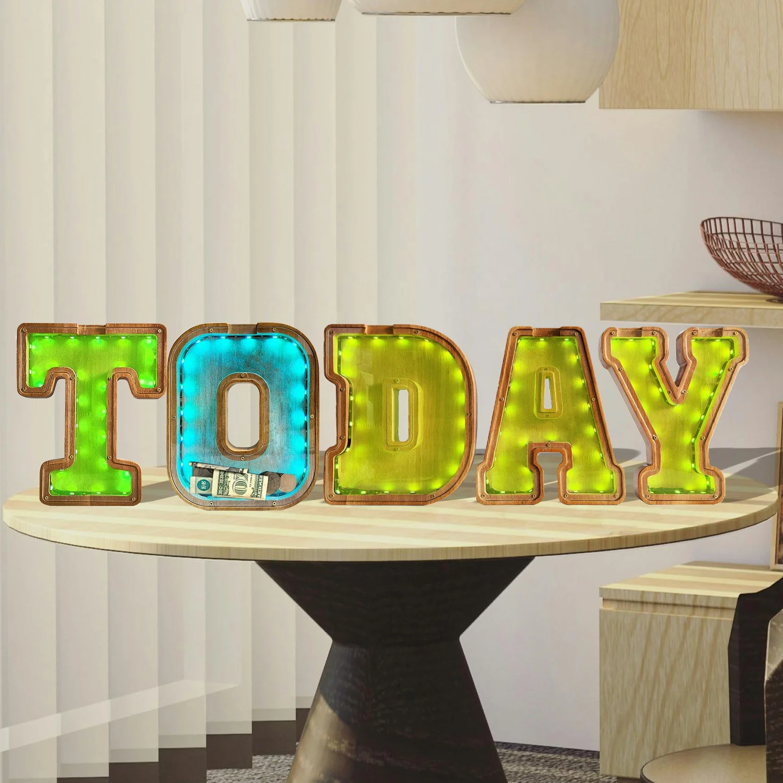 Wooden Piggy Bank Capital Letters for Children Birthday Gifts