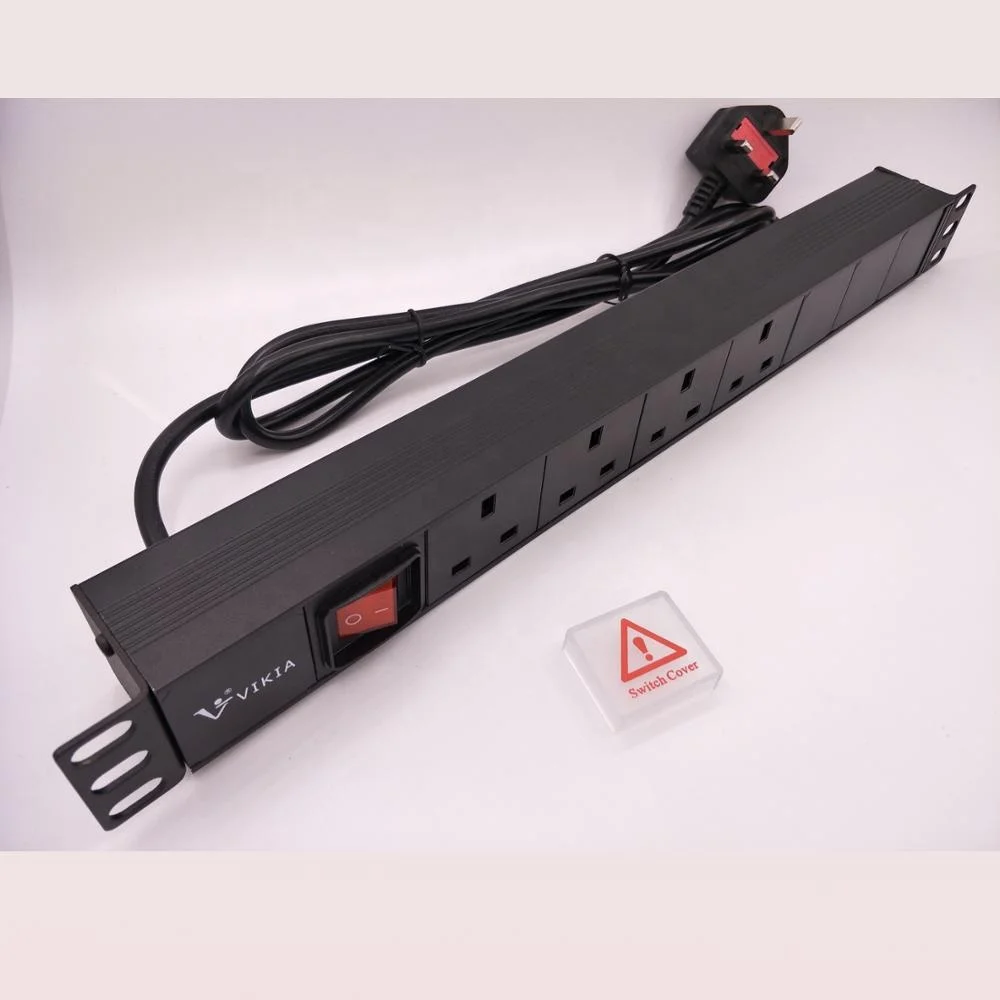 
19 1U 4 варианта Великобритании PDU с переключателем в алюминиевом корпусе 