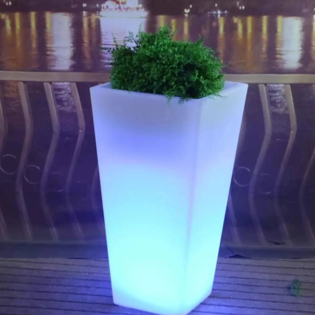 Garden flower pot with LED glowing for balcony patio waterproof artificial flower vase Hall planters outdoor lighting furniture