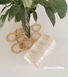 Оптовая продажа, термоусадочная упаковка, высококачественный витой шнур из чистого хлопка для макраме, 4 мм х 100 м