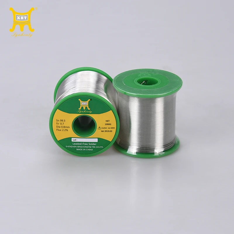 XHT customization Tin Flux Cored Soldering Wire Solder Wire SN99.3/Cu0.7 0.5/0.6/0.8/1.0/1.2/2.0mm with Flux 500g Welding Wire