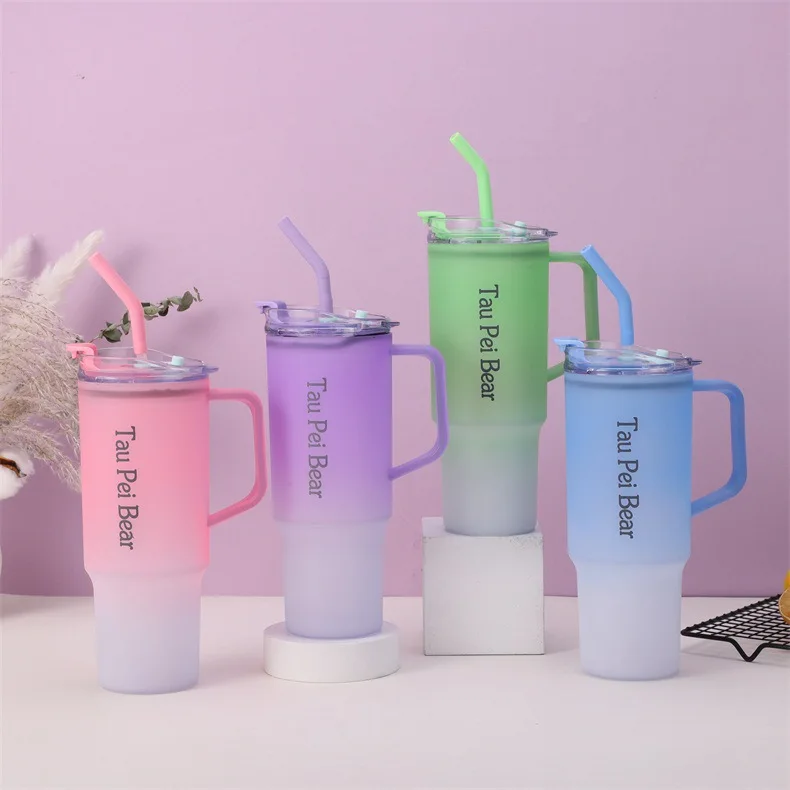 Newest 40oz 2024 summer plastic water bottle for kids cute gradient 3pcs/set ice cream juice coffee mugs cup
