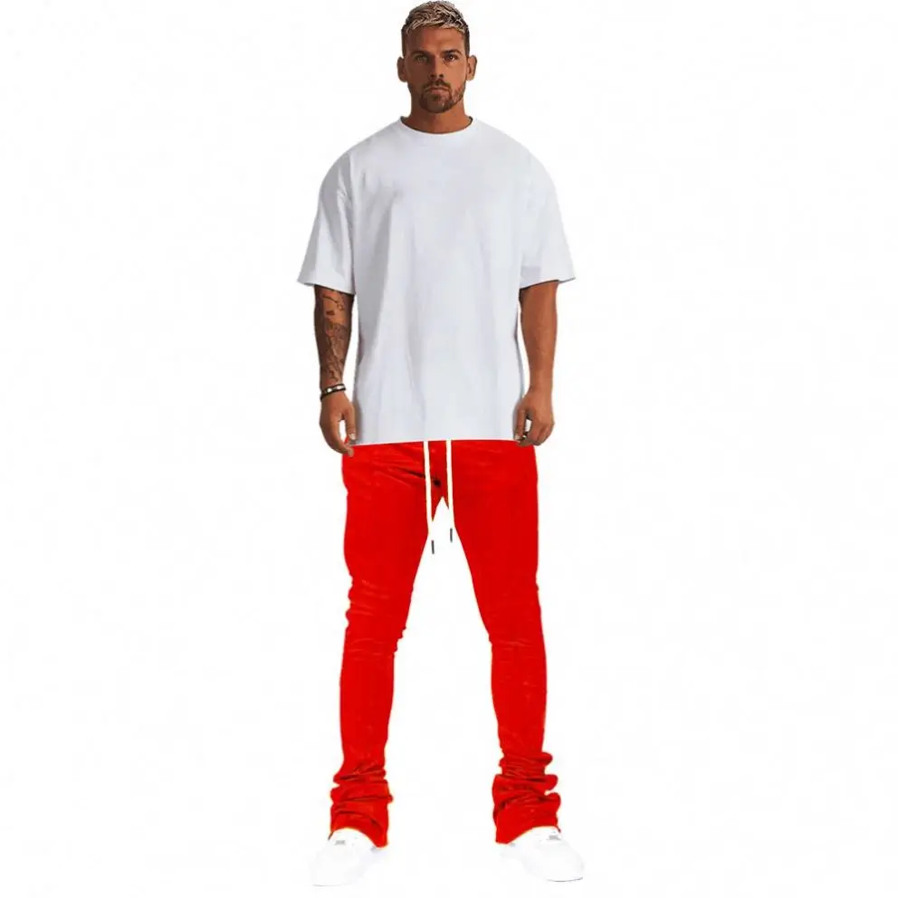 High Street Mens Flare Sweatpants Cargo Pants Streetwear Stacked Pant Men Trousers Jogger Outdoor Pants