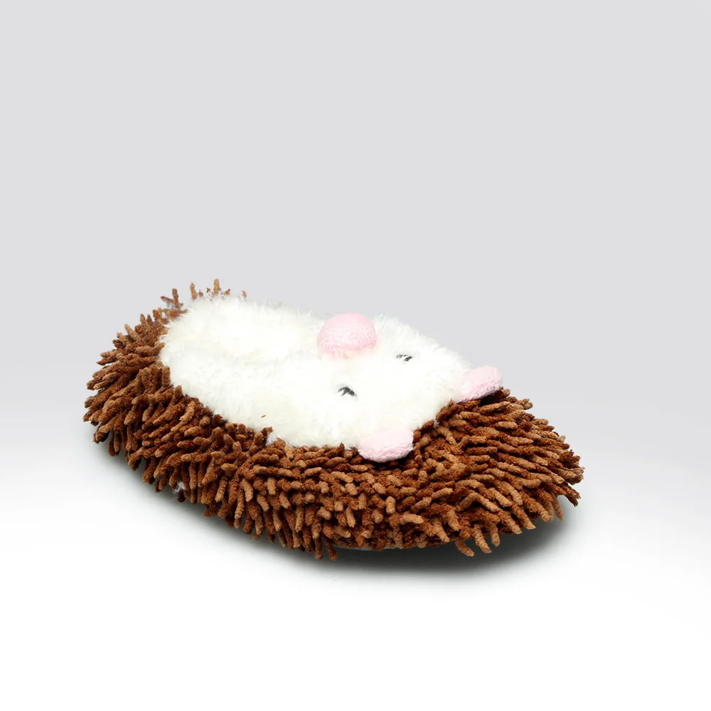 Cute kids cartoon warm animal little hedgehog dotted fabric indoor floor slippers toddler baby slipper