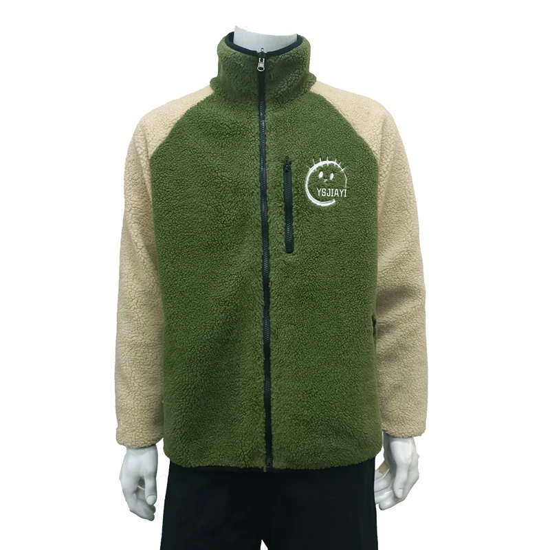 Custom Logo High Quality Full Zip Up Heavy Winter Oversized Men Fleece Sherpa Jacket
