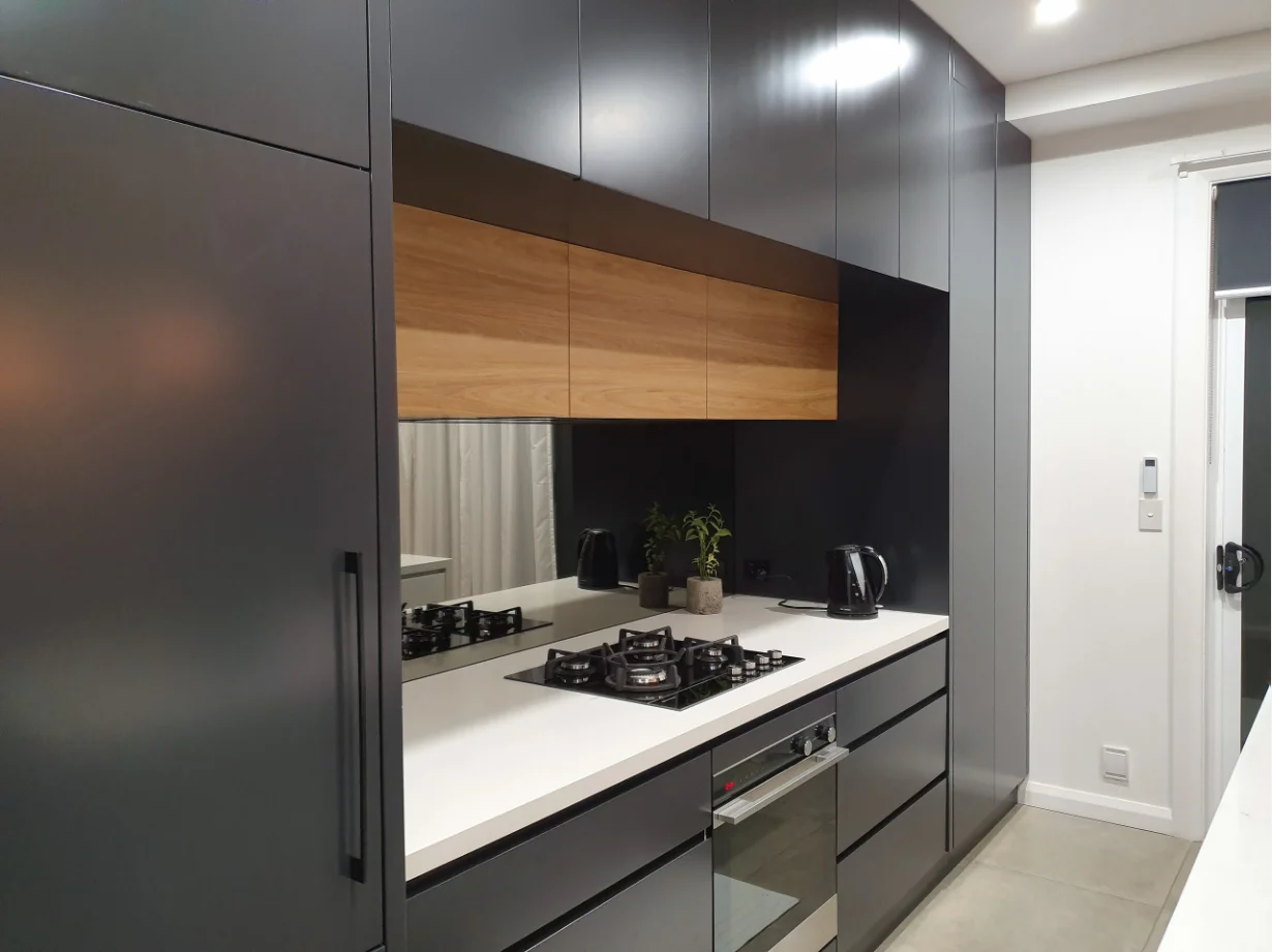 China factory price free CAD design  popular black matte modern Kitchen furniture cupboards  cabinet