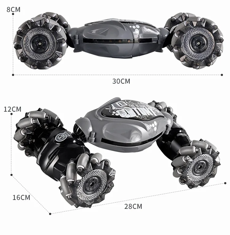 Carro de brinquedo controlado remotamente, 3 cores detede gestos carro de acrobacias RC rota de 360 graus, carro de co