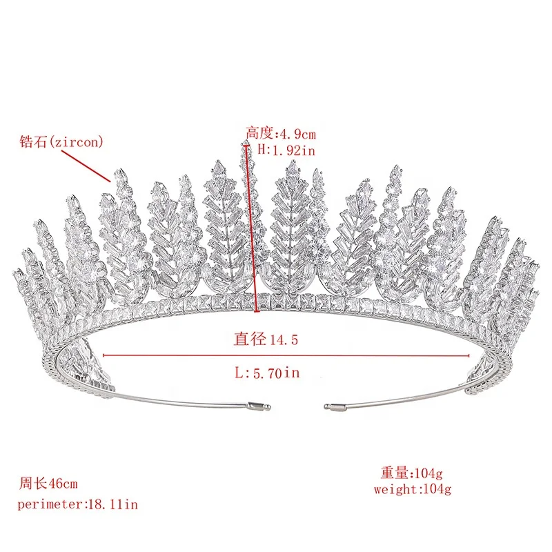 Hot sale factory  wholesale sale Luxury shiny crystal large gold Baroque kings crown for pageant tiara jewelry