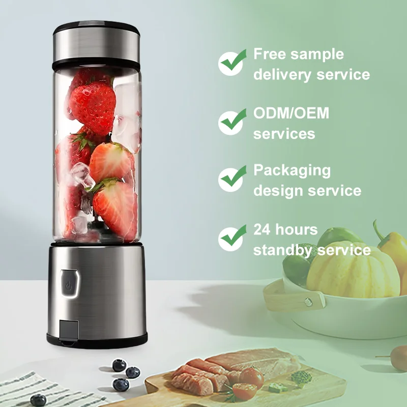 Rechargeable Electrical Usb Mini  Wireless Fruit stainless steel Battery Machine Smoothie Travel Mixer Portable juicer Blender