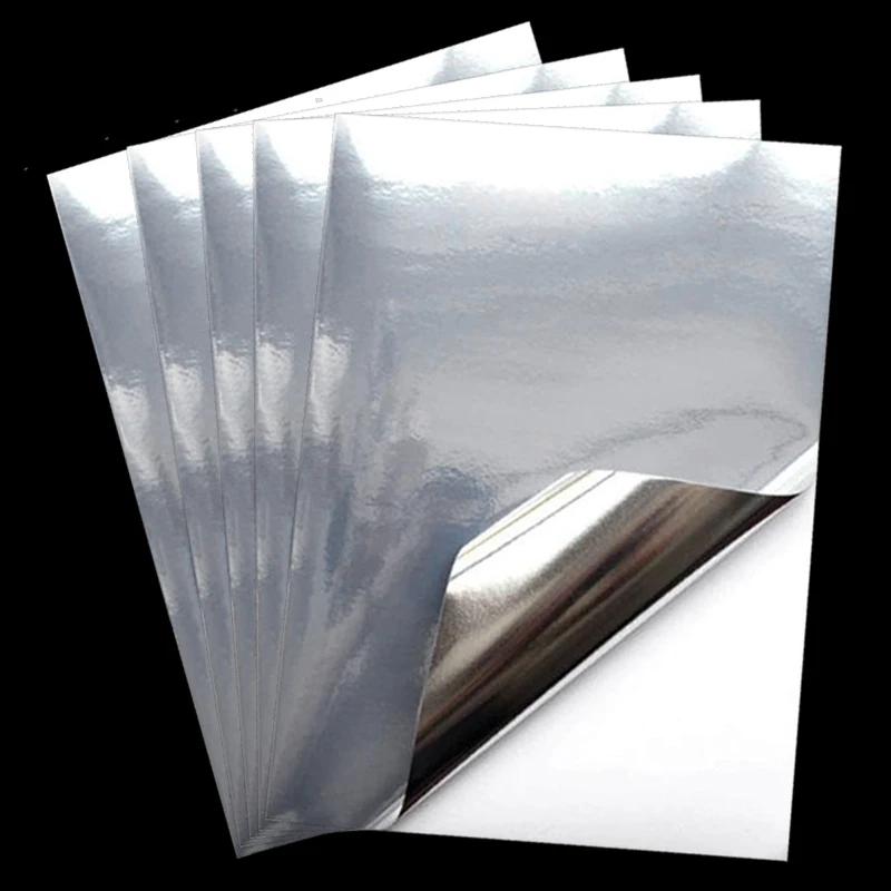 Pack of 100 Sheets 8.5x11 Blank Printable Stickers A4 Glossy Silver PET with Self-Adhesive Shipping Labels for Laser Printer