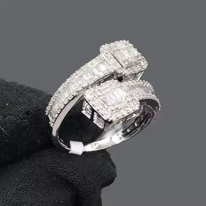 2025 Custom Baguette Cut Ring 10K 14k Real Solid Gold Pass Diamond Tester VVS Moissanite Ring Iced Out Men Fine Jewelry Ring