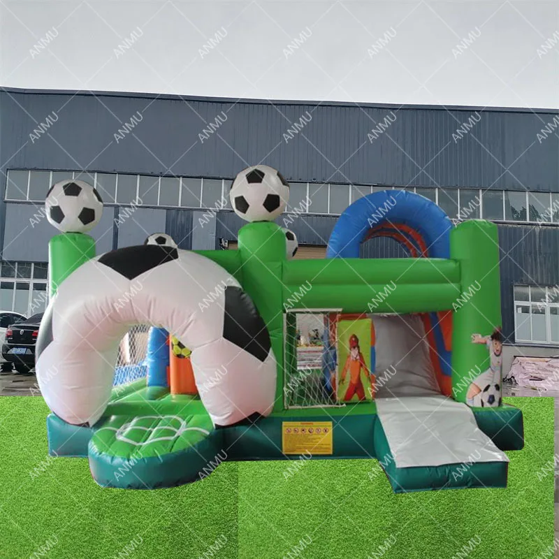 Commercial pvc bounce house combo bouncy castle inflatable football bouncer with slide