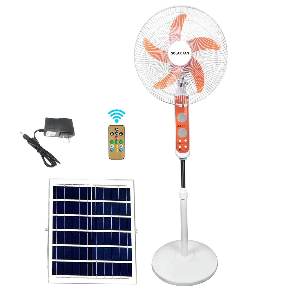 Factory OEM High Efficiency Home Height Adjustable Wide Angle Adjustment Outdoor Fans Home 16 Inch Solar Fan with battery