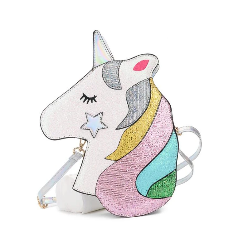3D Glitter Unicorn Hologram Crossbody Purse Novelty Handbag Shoulder Bag for Teens Girls Women