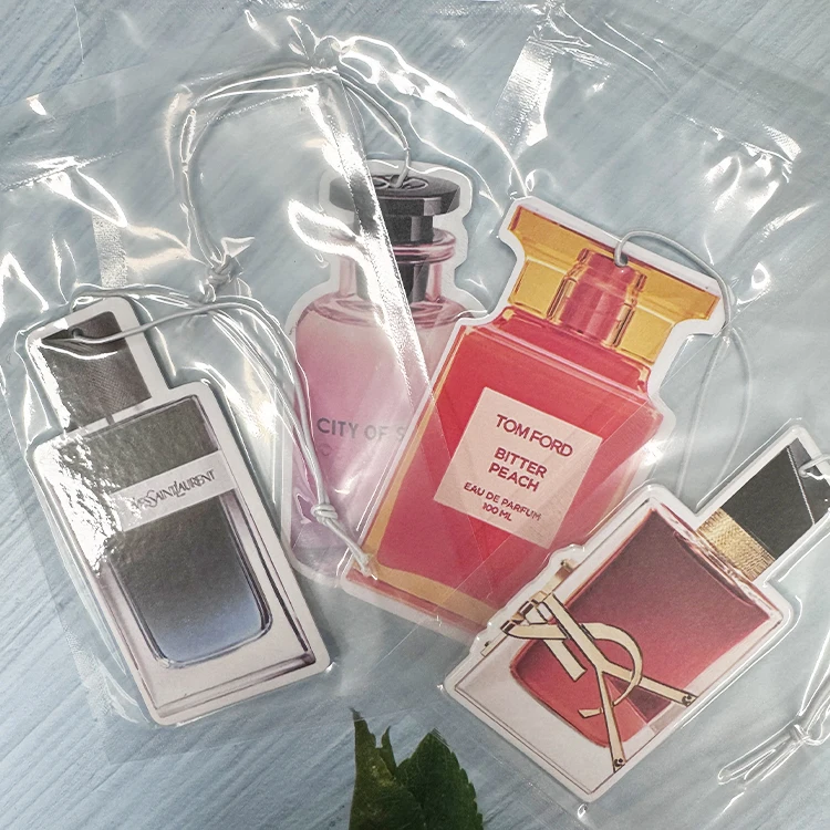 Low minimum perfume bottle air fresheners wholesale paper car perfume make your own logo air freshener for custom