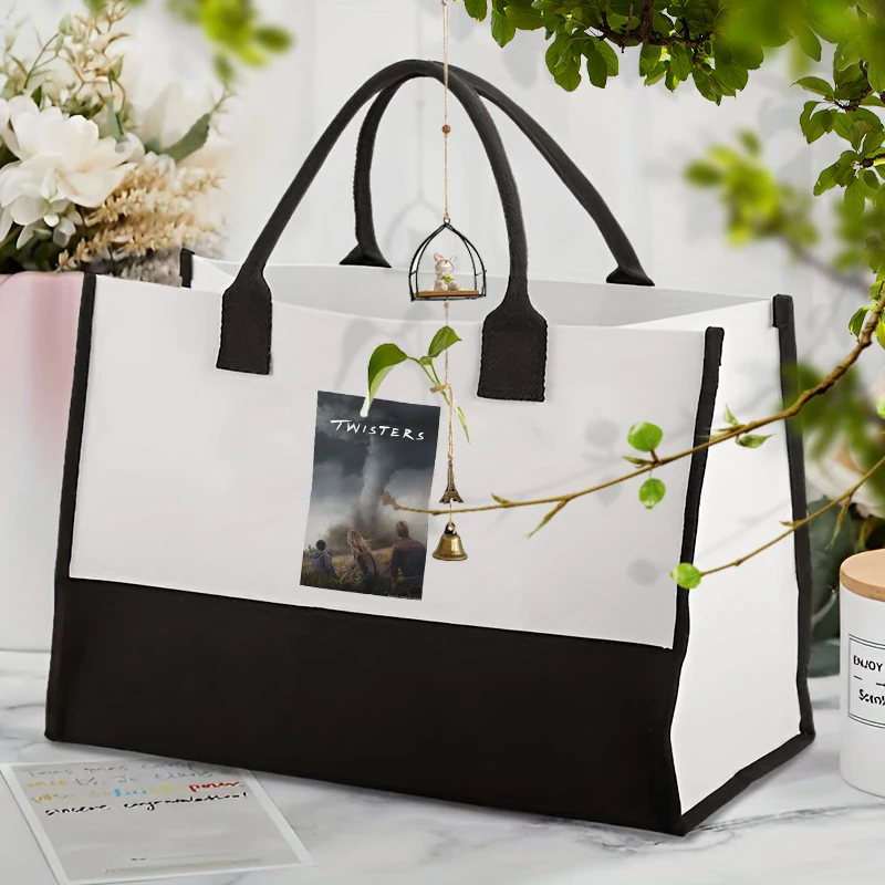 1 pc Twisters Poster   pattern Shipping large Personalized Canvas Beach Bag Monogrammed Gift Tote Bag for women