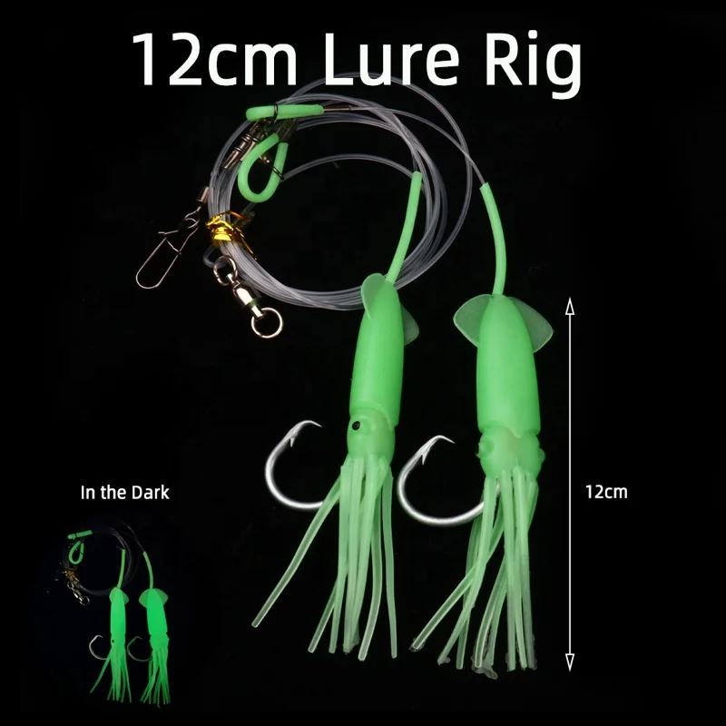 Bulk Customized Customized stainless steel circle hook deep drop fishing rig with Luminous Octpus Lure