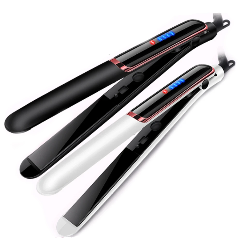 LED Display 2 In 1 Hair Straightener Comb Curler Hair Roller Ceramic Flat Iron Hair Brush