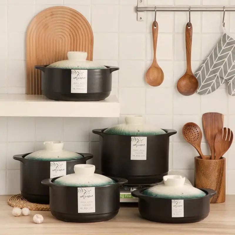 Japanese style casserole stew pot ceramic household gas cooker soup pot open flame ceramic casserole dish with lid