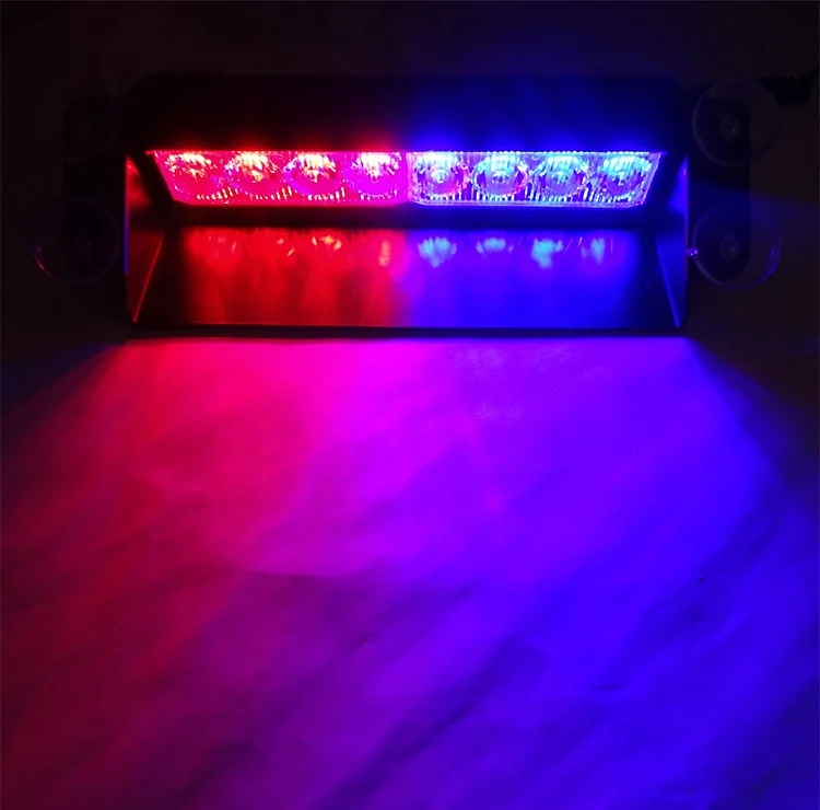 8 LED 12V Car Dash Strobe Signal Lights Red Blue Yellow White Auto Windshield Flashing Emergency Light Car Sucker Warning Lamps