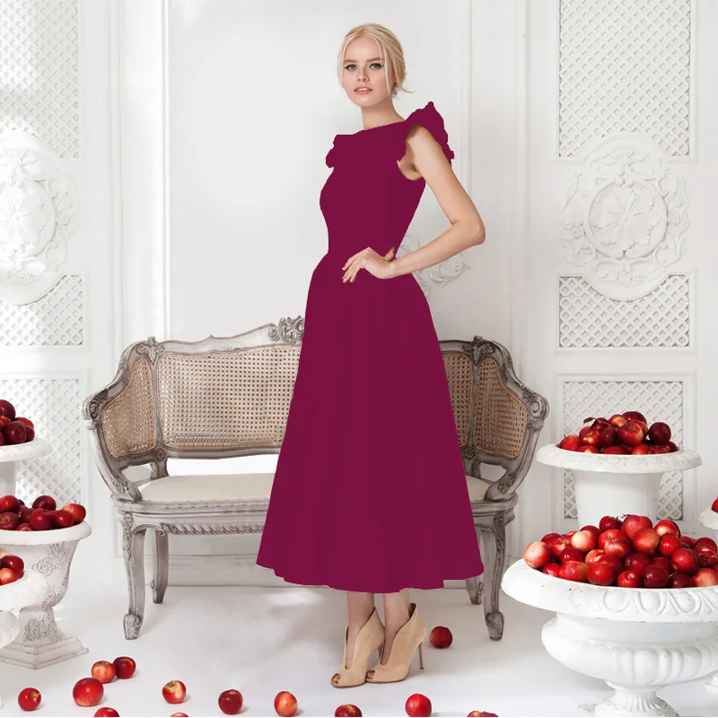 New French Style Retro Dress Elegant Ladies Wear Sleeveless Dress Hot Girl Solid Evening Dress Women