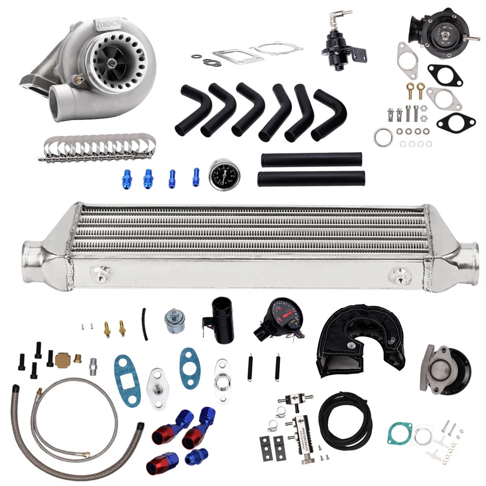 Turbo Kits for Universal 2.5-6.0L Engines GT3582 Turbocharger Wastegate Intercooler