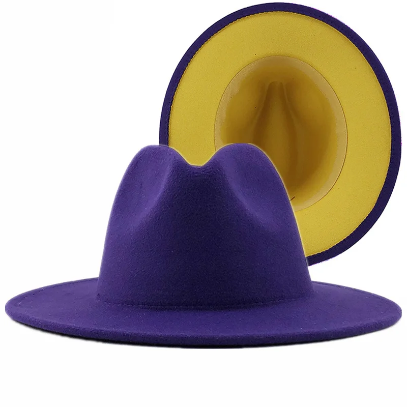 Flat top wide brim fedora hat fashion wool hat