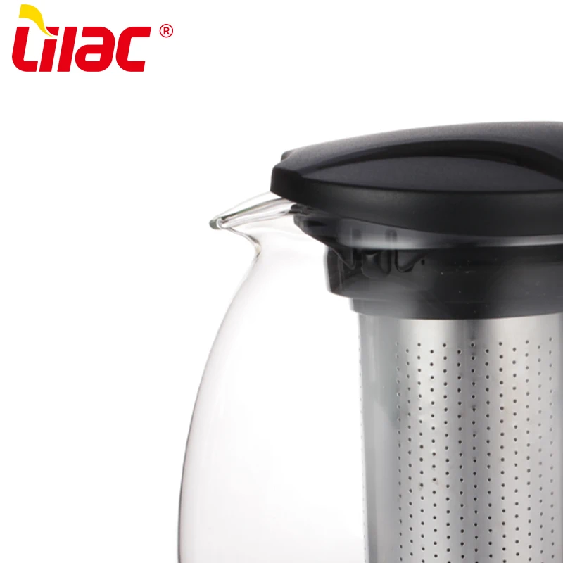 Lilac BSCI SGS LFGB 850ml glass tea pots and separation infusion design tea set gung fu glass teapot for commercial