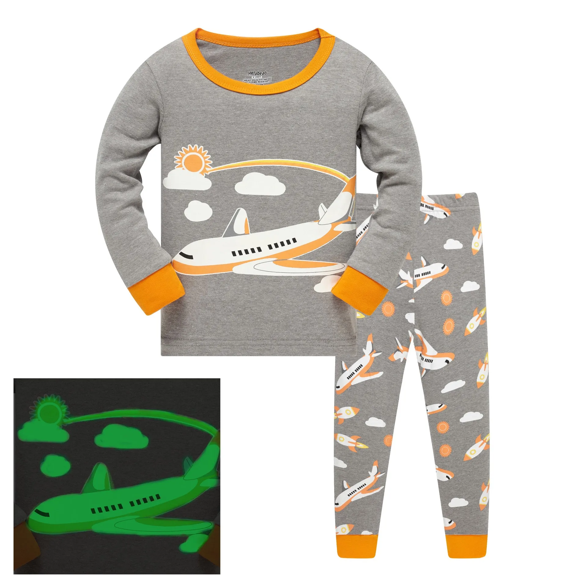 Glow In The Dark Kids Pajamas Set For Boys Sleepwear Children Pirate Dinosaur Nightwear Toddler Christmas Costume