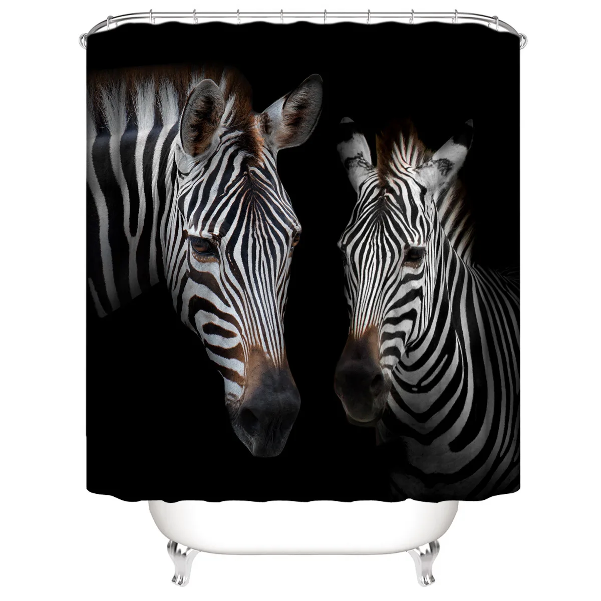 Horse Shower Curtain Set Bathroom Decor Polyester Fabric With Hooks and Anti-Slip Bath Rug