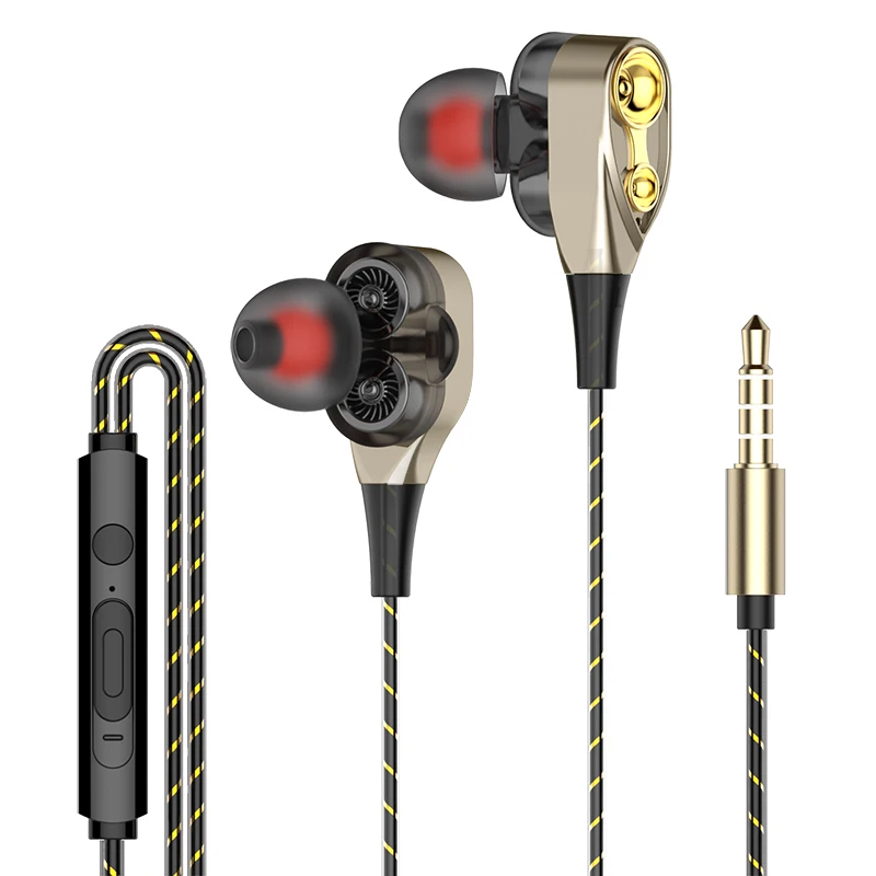 New Product Earbuds In-ear Wired Headphone OEM Headset With Mic 3.5mm 2020 Hot Selling Cheapest Dual Drive Stereo Earphone Wired