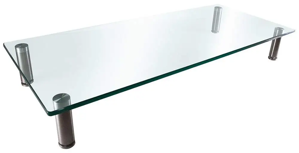 Hot Sale Adjustable Tempered Glass Laptop Desktop Computer Monitor Stand