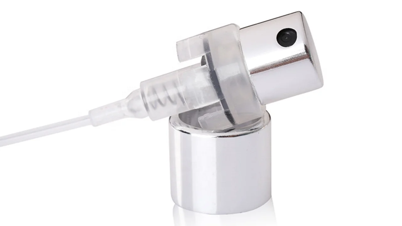 High Quality 15mm Shiny Gold Anodizing Crimpless Perfume Mist Spray Pump With Collar